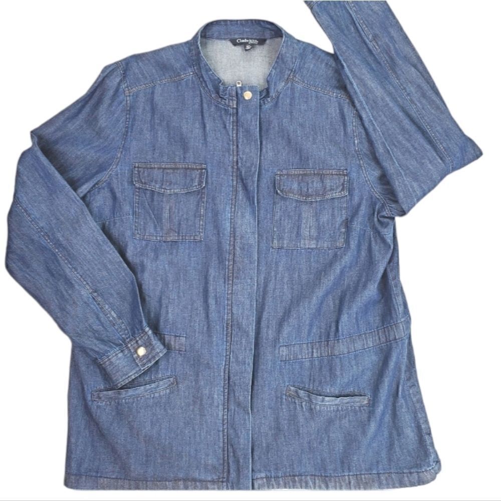 Chadwick Vintage Stand Collar Womens Denim  Utility Jacket Size XLT